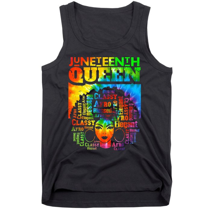 Juneteenth Queen Afro Melanin Black Girl Magic Tie Dye Tank Top