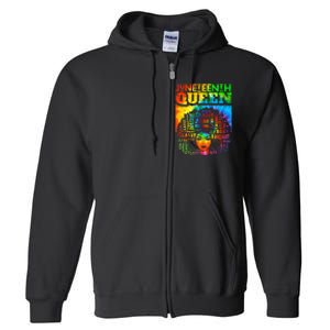 Juneteenth Queen Afro Melanin Black Girl Magic Tie Dye Full Zip Hoodie