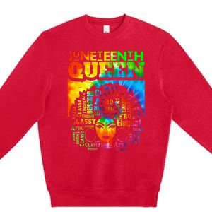 Juneteenth Queen Afro Melanin Black Girl Magic Tie Dye Premium Crewneck Sweatshirt