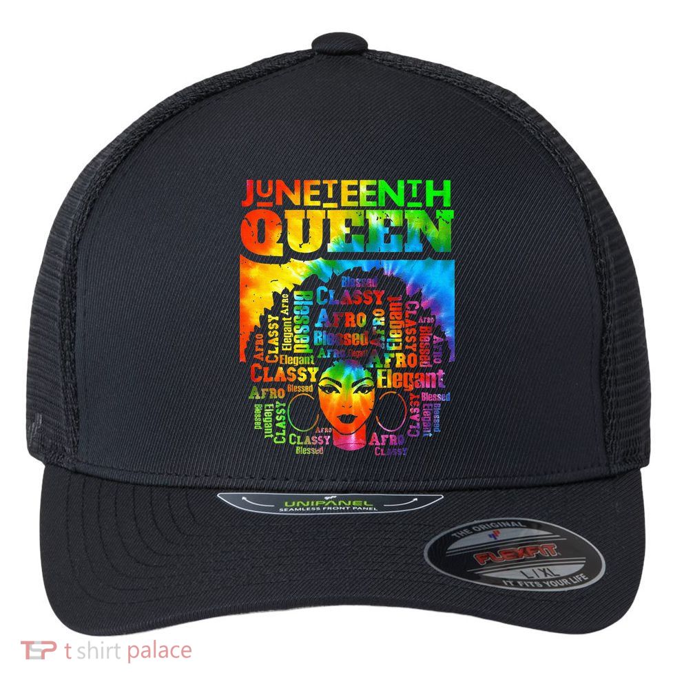 Juneteenth Queen Afro Melanin Black Girl Magic Women Flexfit Unipanel Trucker Cap