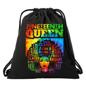 Juneteenth Queen Afro Melanin Black Girl Magic Women Drawstring Bag