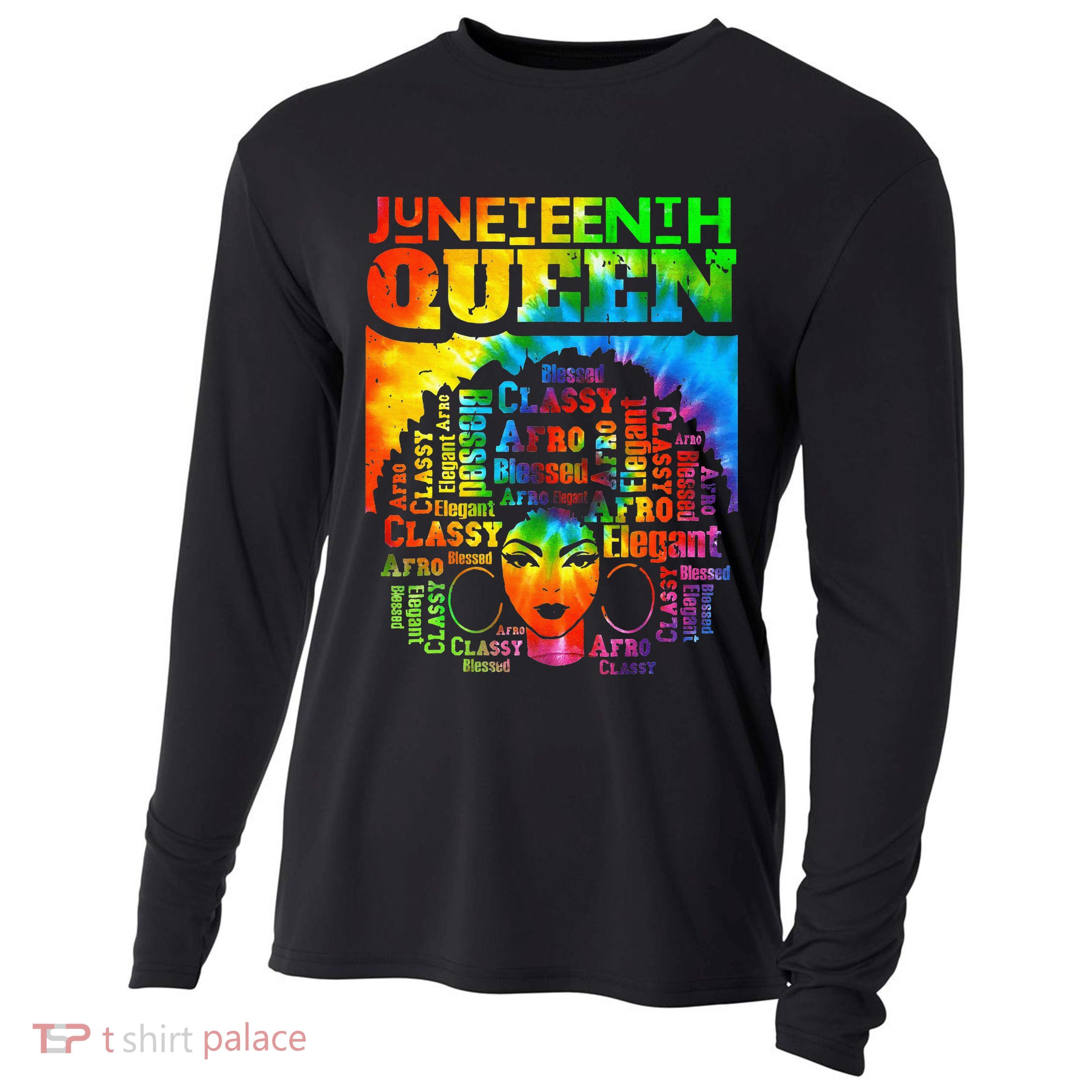 Juneteenth Queen Afro Melanin Black Girl Magic Women Cooling Performance Long Sleeve Crew