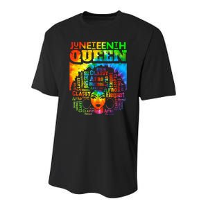 Juneteenth Queen Afro Melanin Black Girl Magic Women Youth Performance Sprint T-Shirt