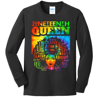 Juneteenth Queen Afro Melanin Black Girl Magic Women Kids Long Sleeve Shirt