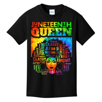 Juneteenth Queen Afro Melanin Black Girl Magic Women Kids T-Shirt