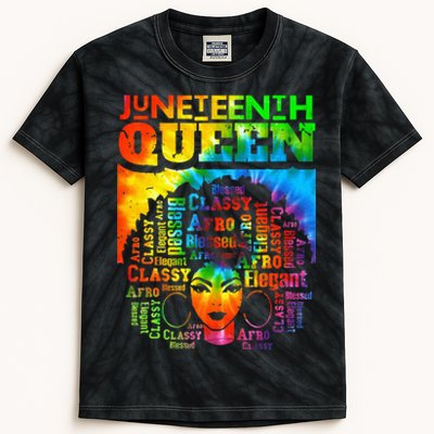 Juneteenth Queen Afro Melanin Black Girl Magic Women Kids Tie-Dye T-Shirt