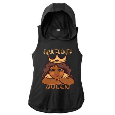 Juneteenth Queen African American Roots Melanin Freedom Great Gift Ladies PosiCharge Tri-Blend Wicking Draft Hoodie Tank