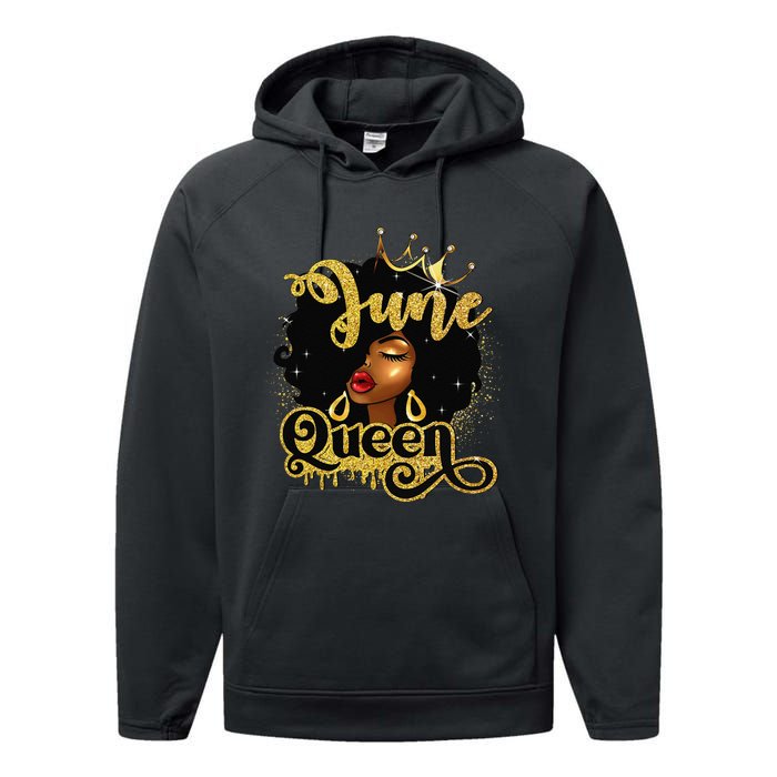 June Queen Birthday Afro African American Wo Performance Fleece Hoodie