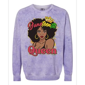 Juneteenth Queen Black African American Woman Afro Colorblast Crewneck Sweatshirt