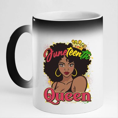 Juneteenth Queen Black African American Woman Afro 11oz Black Color Changing Mug