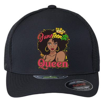 Juneteenth Queen Black African American Woman Afro Flexfit Unipanel Trucker Cap