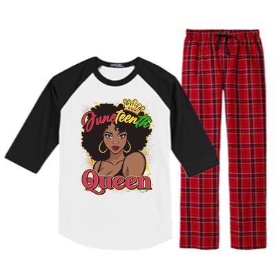 Juneteenth Queen Black African American Woman Afro Raglan Sleeve Pajama Set