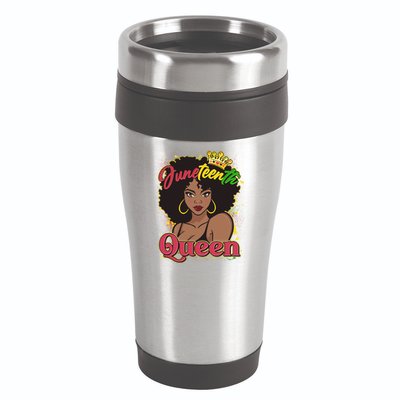 Juneteenth Queen Black African American Woman Afro 16oz Travel Tumbler