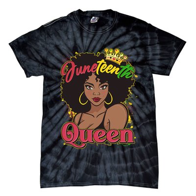 Juneteenth Queen Black African American Woman Afro Tie-Dye T-Shirt
