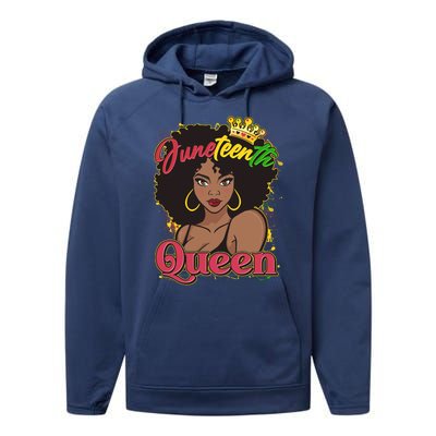 Juneteenth Queen Black African American Woman Afro Performance Fleece Hoodie