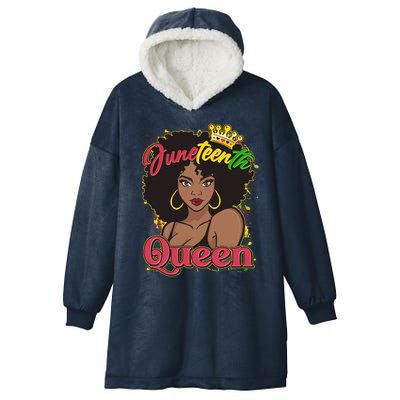 Juneteenth Queen Black African American Woman Afro Hooded Wearable Blanket