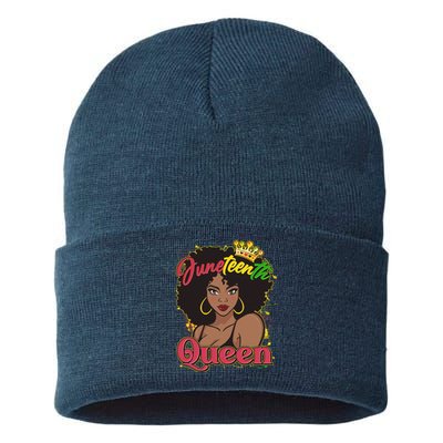 Juneteenth Queen Black African American Woman Afro Sustainable Knit Beanie