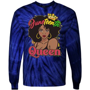 Juneteenth Queen Black African American Woman Afro Tie-Dye Long Sleeve Shirt