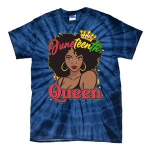 Juneteenth Queen Black African American Woman Afro Tie-Dye T-Shirt