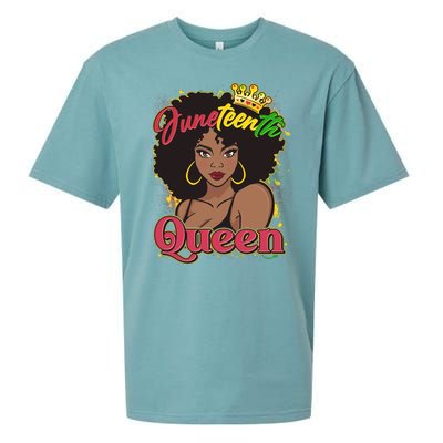 Juneteenth Queen Black African American Woman Afro Sueded Cloud Jersey T-Shirt