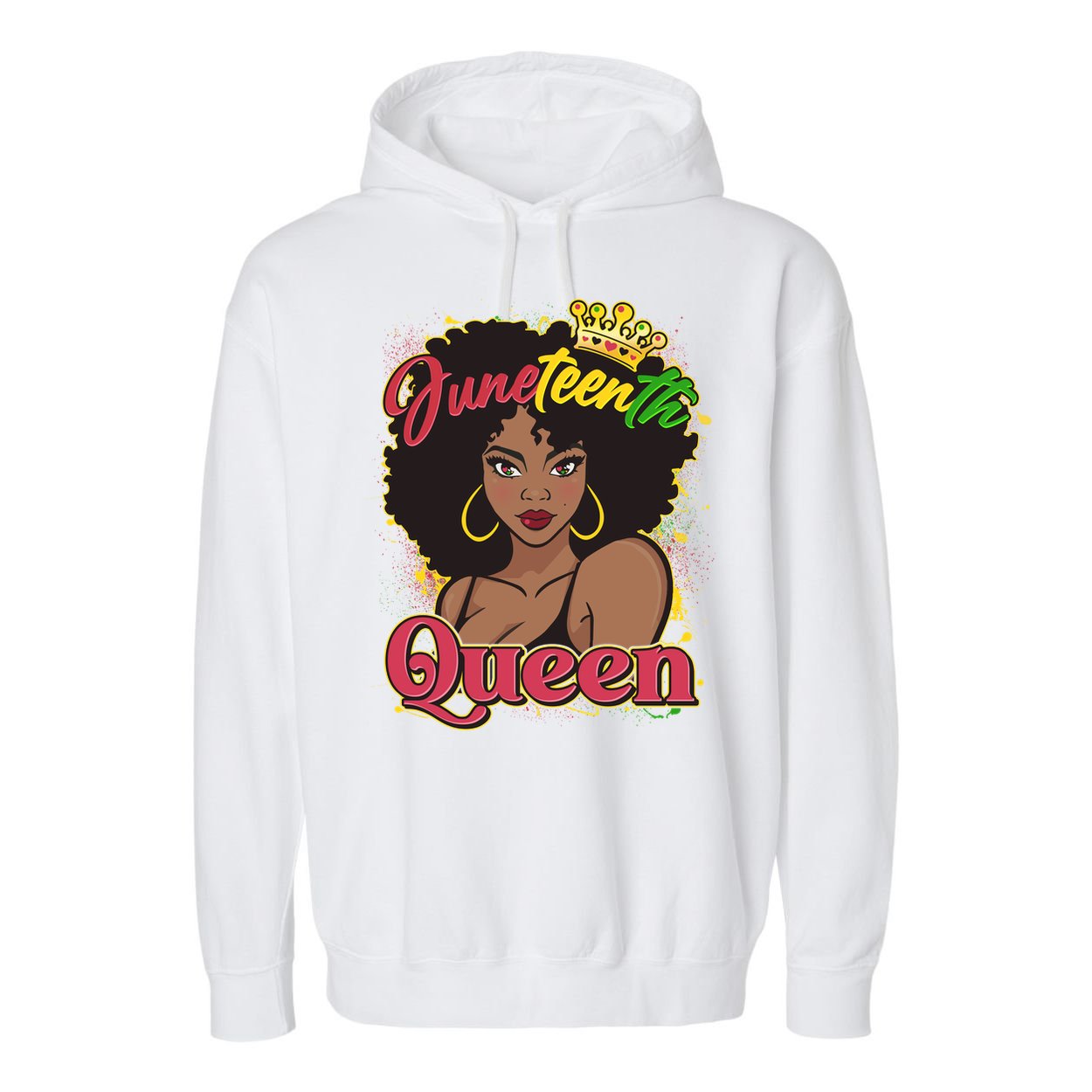 Juneteenth Queen Black African American Woman Afro Garment-Dyed Fleece Hoodie