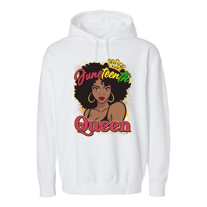 Juneteenth Queen Black African American Woman Afro Garment-Dyed Fleece Hoodie