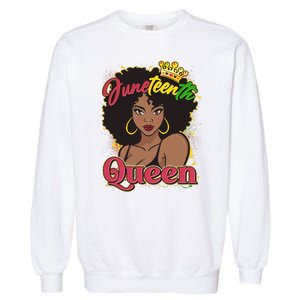 Juneteenth Queen Black African American Woman Afro Garment-Dyed Sweatshirt