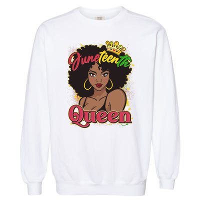 Juneteenth Queen Black African American Woman Afro Garment-Dyed Sweatshirt