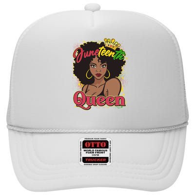 Juneteenth Queen Black African American Woman Afro High Crown Mesh Back Trucker Hat