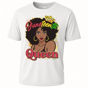 Juneteenth Queen Black African American Woman Afro Cooling Performance Crew T-Shirt