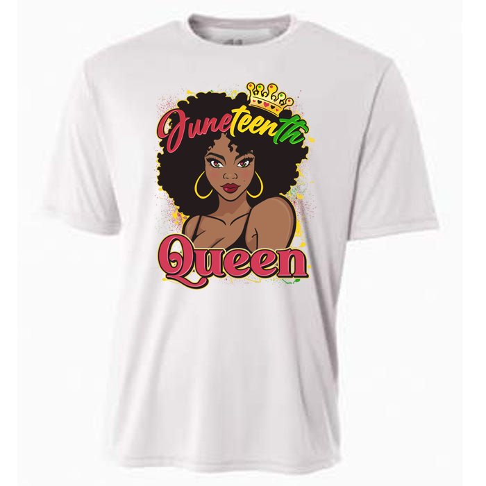 Juneteenth Queen Black African American Woman Afro Cooling Performance Crew T-Shirt