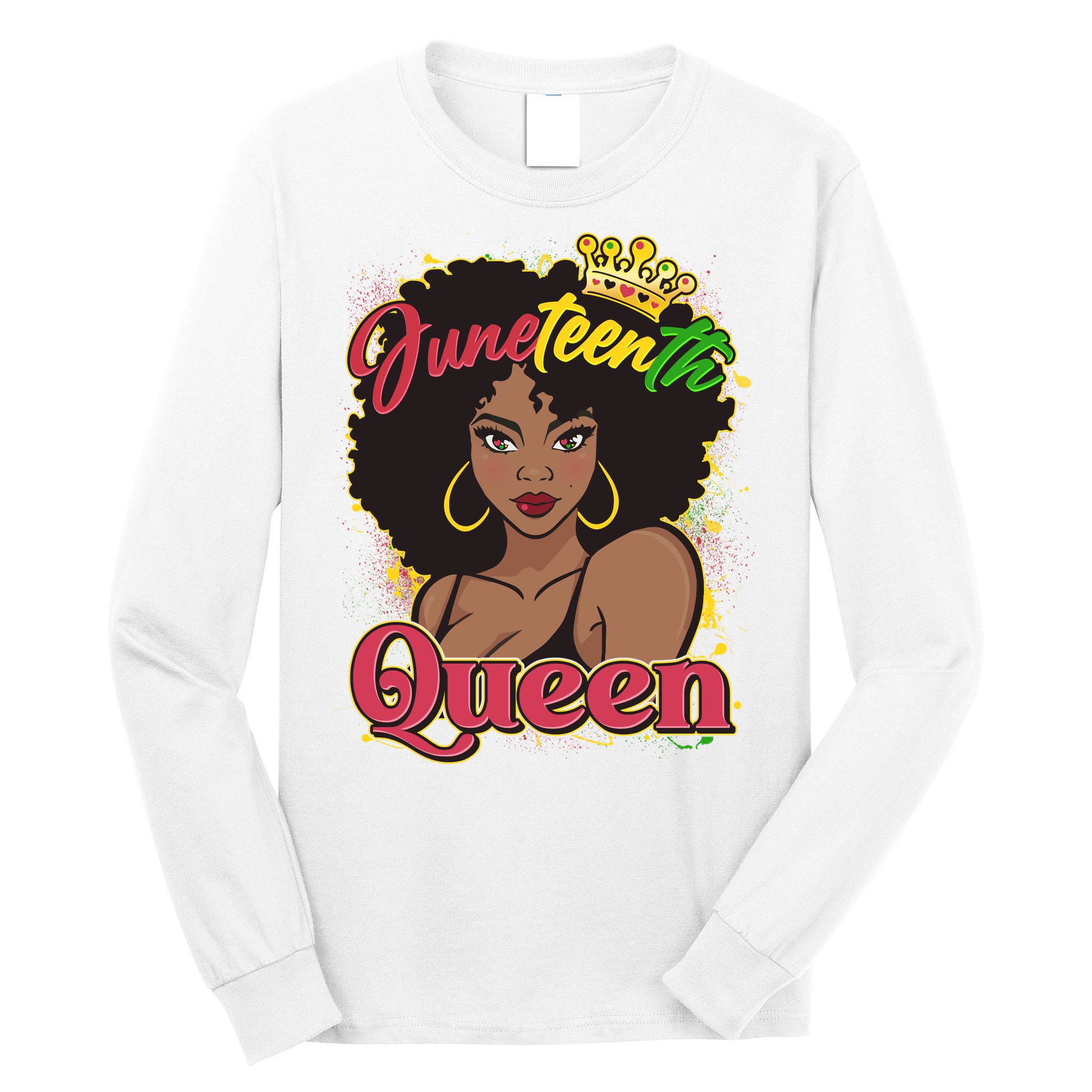 Juneteenth Queen Black African American Woman Afro Long Sleeve Shirt