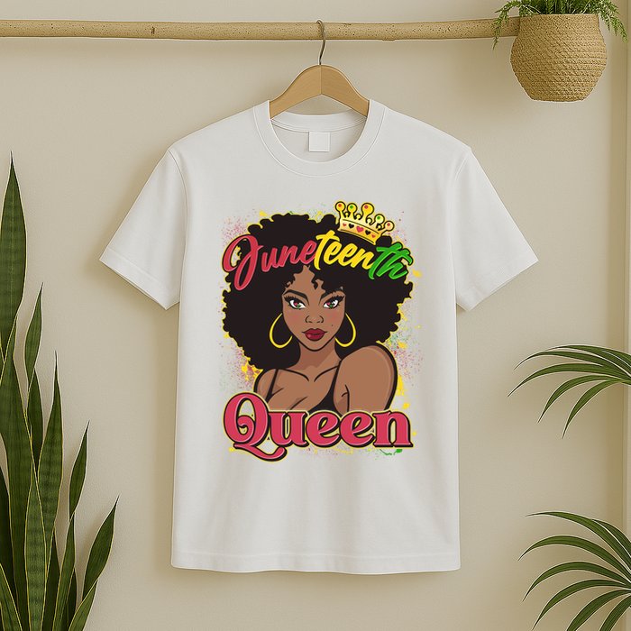 Juneteenth Queen Black African American Woman Afro T-Shirt