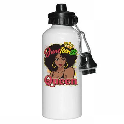 Juneteenth Queen Black African American Woman Afro Aluminum Water Bottle