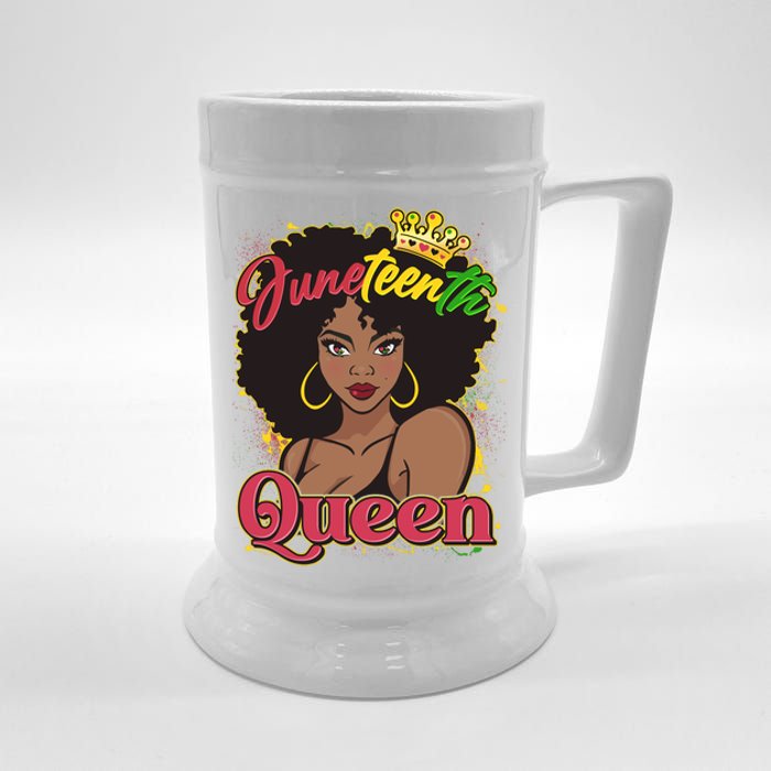 Juneteenth Queen Black African American Woman Afro Beer Stein