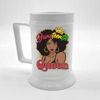 Juneteenth Queen Black African American Woman Afro Beer Stein