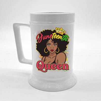 Juneteenth Queen Black African American Woman Afro Beer Stein