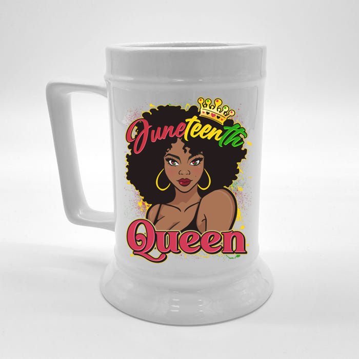 Juneteenth Queen Black African American Woman Afro Beer Stein