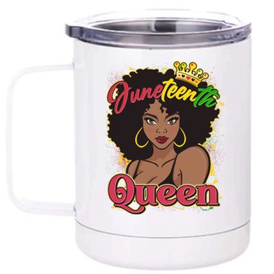 Juneteenth Queen Black African American Woman Afro 12 oz Stainless Steel Tumbler Cup