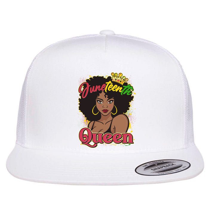 Juneteenth Queen Black African American Woman Afro Flat Bill Trucker Hat