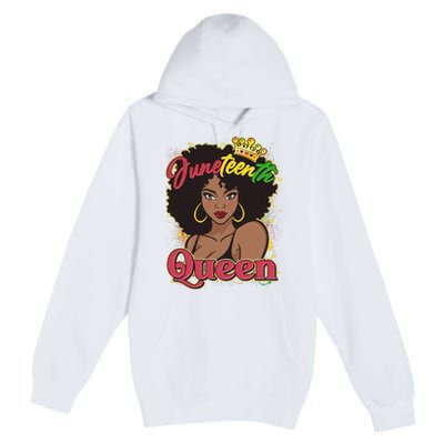 Juneteenth Queen Black African American Woman Afro Premium Pullover Hoodie