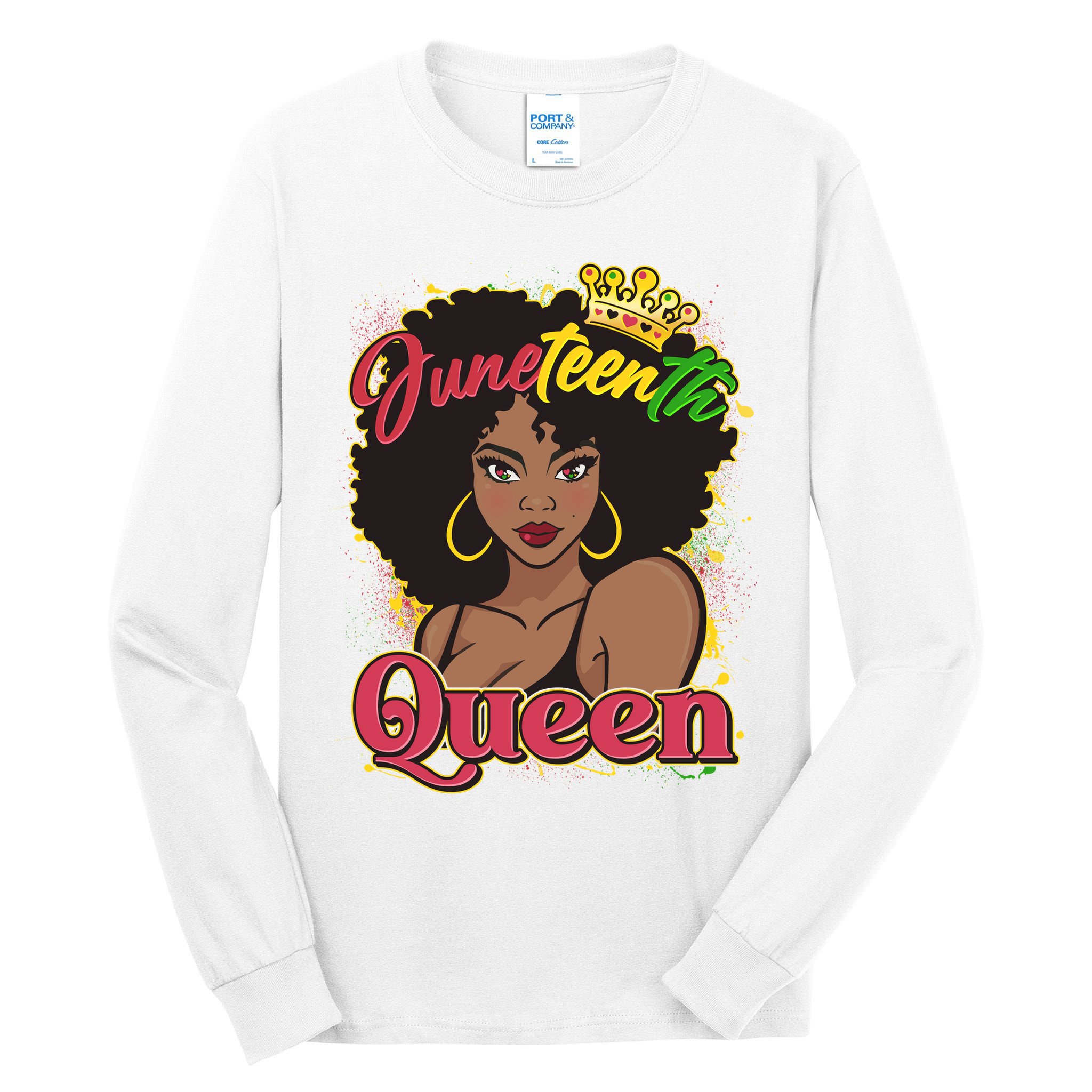 Juneteenth Queen Black African American Woman Afro Tall Long Sleeve T-Shirt