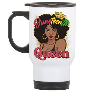 Juneteenth Queen Black African American Woman Afro Stainless Steel Travel Mug