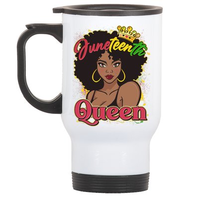 Juneteenth Queen Black African American Woman Afro Stainless Steel Travel Mug