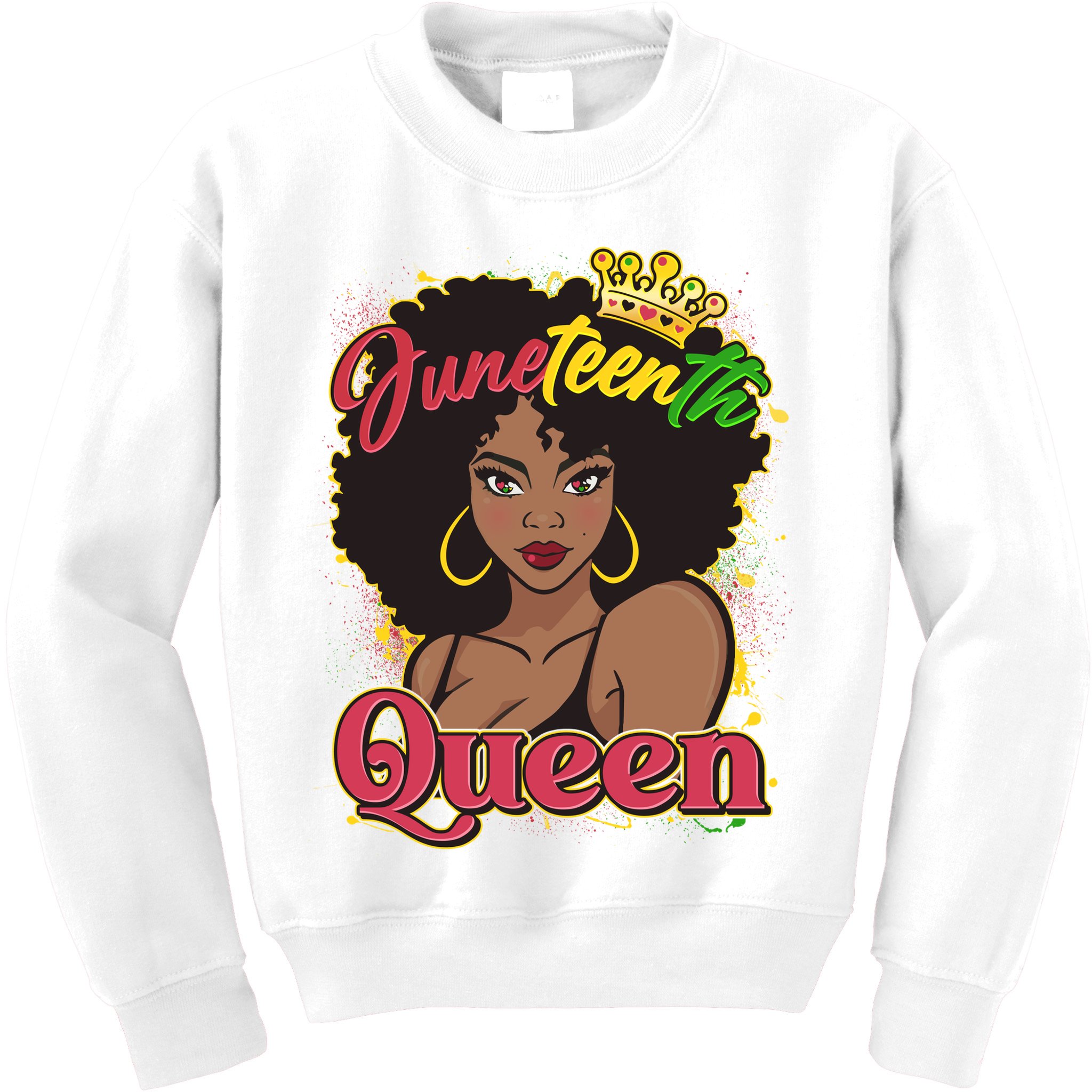 Juneteenth Queen Black African American Woman Afro Kids Sweatshirt