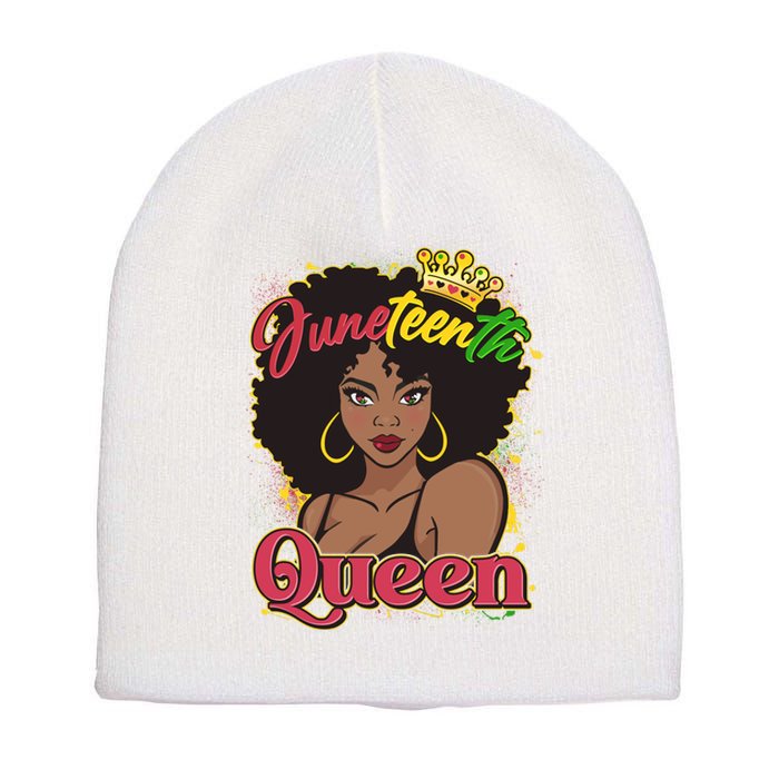 Juneteenth Queen Black African American Woman Afro Short Acrylic Beanie