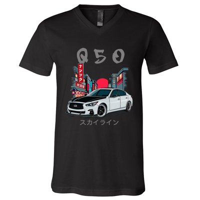 Jdm Q50 Car Lover Enthusiast Skyline V-Neck T-Shirt