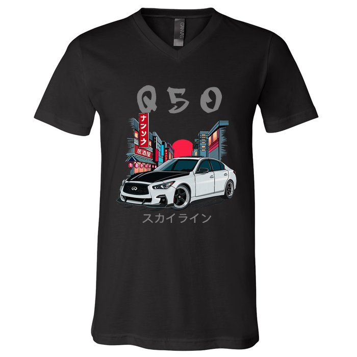 Jdm Q50 Car Lover Enthusiast Skyline V-Neck T-Shirt