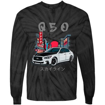 Jdm Q50 Car Lover Enthusiast Skyline Tie-Dye Long Sleeve Shirt