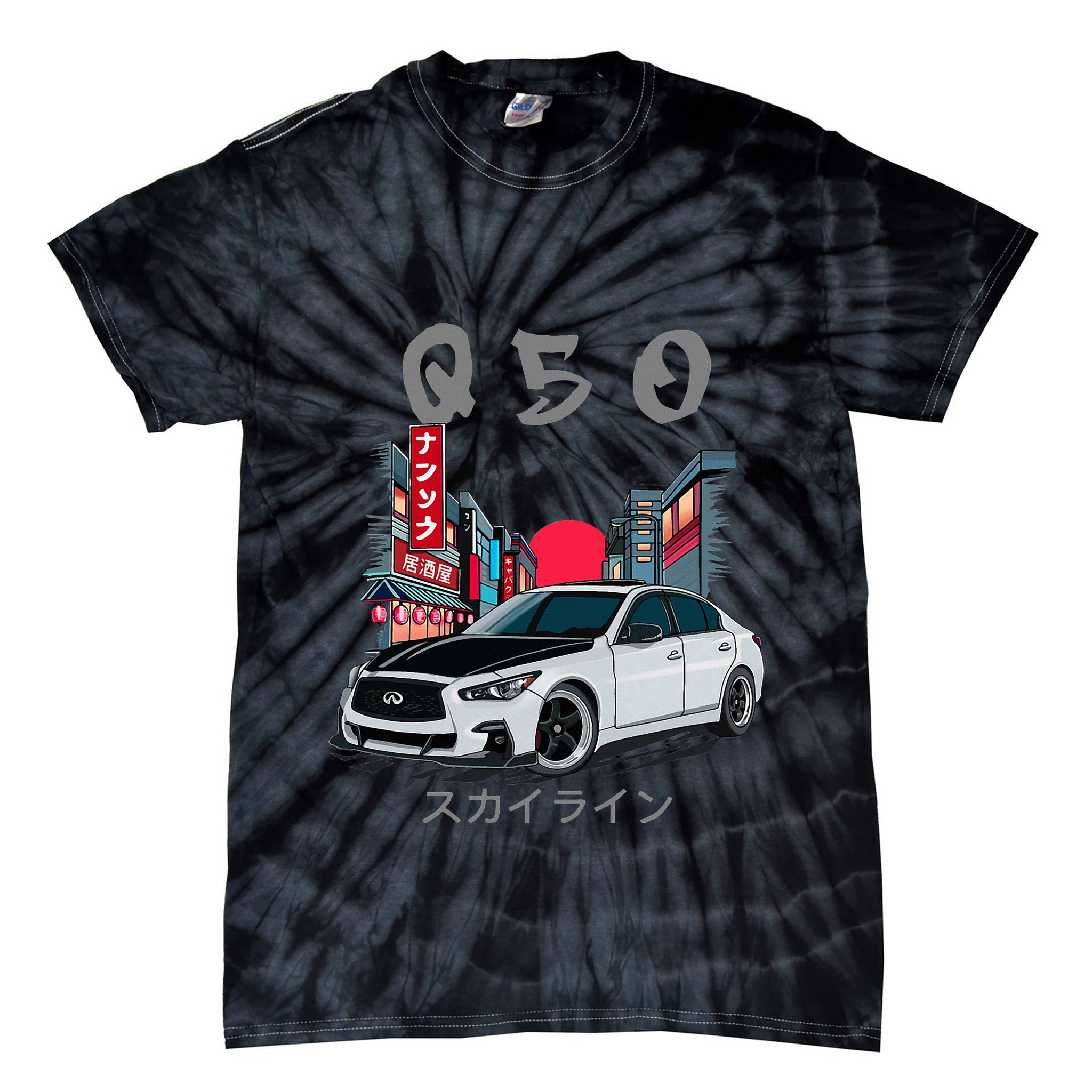 Jdm Q50 Car Lover Enthusiast Skyline Tie-Dye T-Shirt